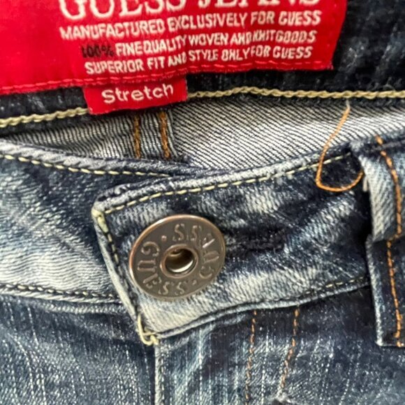 Guess Women's Stretch Denim Jeans Blue Size 28 Logo Pockets Zip Fly - Picture 3 of 10